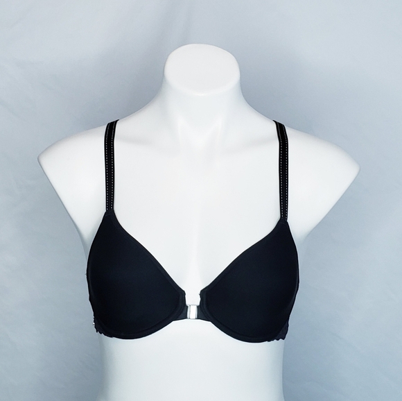 Chantelle Rive Gauche Spacer-Cup T-back Bra Black Lace 32C - Picture 3 of 11